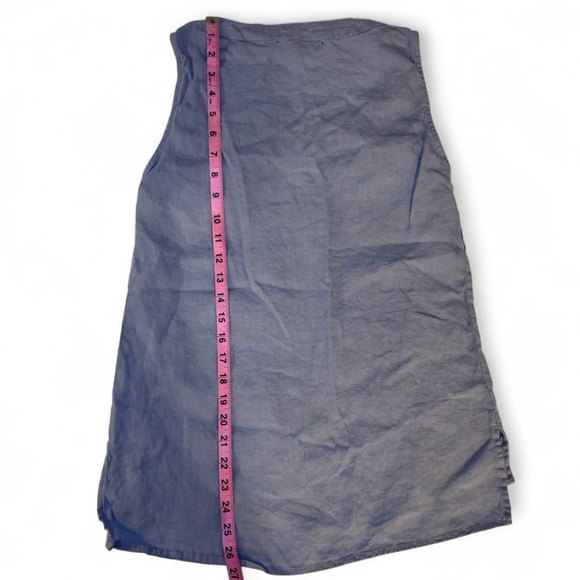 Ellen Tracy Small Light Blue Linen Tunic Tank Top with Zipper - Picture 8 of 8